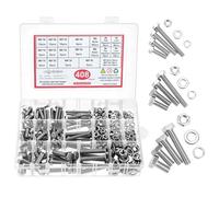 QWORK® 408 pièces ensemble de vis en acier inoxydable 304 A2-70 - Vis hexagonales M5 M6 M8 avec écrous et rondelles