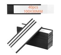 QWORK® 40pcs Porte-Étiquettes Magnétiques 30 x 100 mm avec Insert en Papier et Film de Protection, pour Étiquetagepour Étagère Métallique, Casier, Tableau blanc