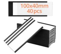 QWORK® 40pcs Porte-Étiquettes Magnétiques 40 x 100 mm avec Insert en Papier et Film de Protection, pour Étiquetagepour Étagère Métallique, Casier, Tableau blanc