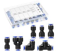 QWORK® 46 Pièces Connecteurs Pneumatiques Rapides - Connecteurs droits/coudes/en T/séparateurs de 6 mm et réducteurs 4-6, 4-8, 6-8 mm