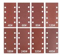 QWORK® 48 pièces feuilles abrasives auto-agrippantes, 93 x 185 mm, assortiment de papiers de verre 8 trous (grains 40 à 400) pour le polissage des surfaces métalliques et non métalliques