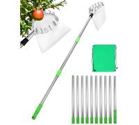 QWORK® 4M Cueilleur de Fruits avec Manche Télescopique, Acier Inoxydable, Outil Cueilleur de Fruits