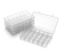 QWORK® 4PCS Boîte de Rangement Plastique avec 24 Compartiments, 19 x 13 x 1,5 cm, Transparent et Multifonctionnel