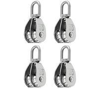 QWORK® 4PCS M20 Bloc de Poulie Double en Acier Inoxydable 304, Pivotant Double Poulie de Levage