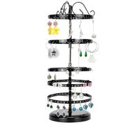 QWORK® 5 Niveaux porte de boucles d'oreilles, Support bijoux rotatif en métal, Distance entre les niveaux réglable, Capacité de 210 trous pour 105 paires