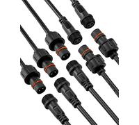 QWORK® 5 Paires 2 Pin Connecteur Électrique ÉtancheIP65 avec 18AWG 20cm Câble Extension pour Bandes Lumineuses à LED, Projecteurs Solaires, Lumières de Pointes de Jardin