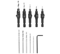 QWORK® 5 pièces foret à fraiser, 5#,6#,8#,10#,12#, tige hexagonale 1/4", avec 5 pièces forets remplaçables et une clé hexagonale pour le travail du bois