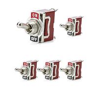 QWORK® 5 Pièces Interrupteur à Bascule en Cuivre Haute Performance, Interrupteur Levier pour Bateau Auto Camion, 20A 125V 15A 250V SPST 2 Borne Pin ON/OFF