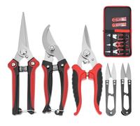 QWORK® 5 pièces sécateur de jardin en acier inoxydable, avec poignées confortables et mécanisme de verrouillage sécurisé, sac de rangement inclus.