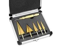 QWORK® 5 Tailles Foret Étagé HSS 4241-4-12mm/3-13mm/4-20mm/5-35mm/4-32mm - pour Plaques Métalliques/Bois/Plastique