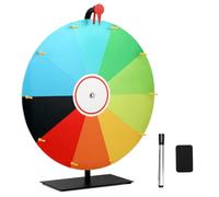 QWORK® 50 cm Roue de Fortune Multicolore avec Support en Métal, 10 Sections, Facile àÉcrire et à Nettoyer