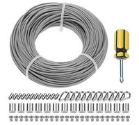 QWORK® 50 m/2 mm Corde en Acier Inoxydable à Suspendre Kit, avec M2 manchons, M2 fixations à sertir, pour Rambarde, Corde a linge