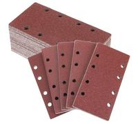 QWORK® 50 Pièces 93x185mm feuilles de ponçage, 8 trous 40/60/80/120/240 papier de verre, pour ponceuse orbitale