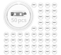 QWORK® 50 Pièces Badge Personnalisable - 38 mm - Badges Transparent en Acrylique pour Activités Créatives