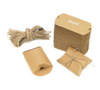 QWORK® 50 Pièces boîte cadeau, petite boite cadeau vintage, boite cadeau kraft avec ficelle de jute, pour bonbons, bijoux, mariages