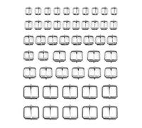QWORK® 50 Pièces Boucles en métal, pour ceintures et sacs, argent, 13 mm / 16 mm / 20 mm / 25 mm / 32 mm