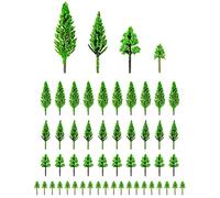 QWORK® 50 Pièces Modèle Arbres, Arbres Modèles Miniatures, Arbres Modèles de Simulation, Plastique, pour Modèle de Table de Sable, Décoration de Scène, 4 Tailles