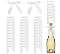 QWORK® 50 Pièces Noeuds Cadeau, Noeuds torsadés en Satin Blanc de 6.3 cm, pour décorations de Mariage, d'anniversaire, de Noël et Plus Encore.