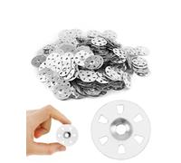 QWORK® 500 PCS/Pack Rondelles en Acier Galvanisé de 35 mm de Diamètre avec Six Trous, Rondelles Faciles à Fixer et Résistantes à la Corrosion pour Panneaux Isolants, Plaques de Plâtre et Carrelage