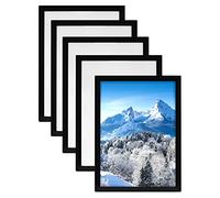 QWORK® 5pcs Cadre d'Affichage Magnétique sur Fenêtre/Mur, Convient aux Certificats/Annonces/Images/Photos de Format A4 (Noir)