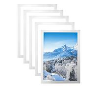 QWORK® 5pcs Cadre d'Affichage Magnétique sur Fenêtre/Mur, Convient aux Certificats/Annonces/Images/Photos de Format A4 (Argent)