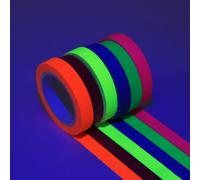 QWORK® 6 Couleurs Scotch Fluorescent 10mm x 5m pour Lumière Noire - Ruban Adhésif Réactif UV pour Décorations de Fête, Bâtons Lumineux, Artisanat