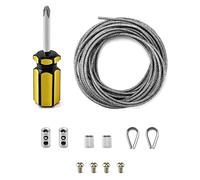 QWORK® 6 m/2 mm Corde en Acier Inoxydable à Suspendre Kit , avec M2 manchons, M2 fixations à sertir, pour Rambarde, Corde a linge