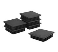 QWORK® 6 PCS 80 x 80 mm Bouchons à lamelles pour Tube carré, Embout de Bouchon en Plastique Noir carré pour Tube de Tuyau, Plastique polyéthylène, Bouchons d'extrémité