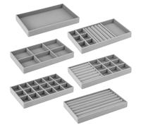 QWORK® 6 Pcs Plateaux de Rangement en Velours pour Bijoux - Organisateur Empilable 21x12x2.5cm pour Bagues/Colliers/Bracelets
