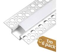 QWORK® 6 Pièces 1 m Profilé Alu pour Ruban LED Largeur Max 17mm, Profilé LED pour Plafonds et Murs en Cloison Sèche/Plâtre