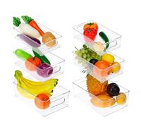 QWORK® 6 Pièces (3 Tailles) Boite de Rangement Frigo Empilables, Organisateur Frigo Transparent en PET de Haute Qualité