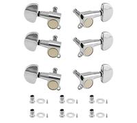 QWORK 6 pièces 3L3R Guitare Mécaniques Boutons, Cheville de Guitare, pour guitares électriques ou acoustiques, argent galvanisé