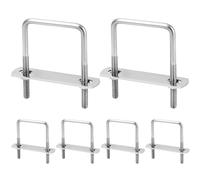 QWORK® 6 Pièces boulons en U M6 en acier inoxydable, U-Bolts 80 x 50 mm, capacité de charge élevée, avec écrous et plaque de cadre, pour de multiples applications