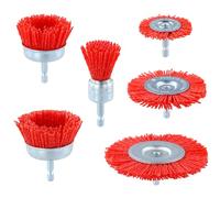 QWORK®6 Pièces Brosses en Nylon, Brosses Abrasives Nylon avec 1/4" (6.35 mm) Tige, pour Ponçage, Nettoyage et l'élimination de la Rouille
