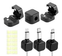 QWORK® 6 Pièces clips câbles magnétiques, organisateur de cable autocollant avec pince magnétique rotative noir, pour bureau et maison