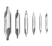 QWORK® 6 Pièces Forets à Centrer HSS 60 Degrés, 1.0/1.5/2.0/2.5/3.0/5.0 mm, Foret à Deux Extrémités pour Traitement Acier Aluminium Cuivre Fer