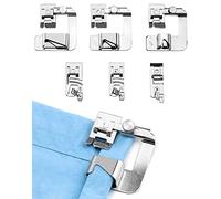 QWORK® 6 Pièces Pied de biche Machine a Coudre, 3 Pieds à Ourlet rouléétroit (3/4/6 mm), 3 Pieds presseurs à Ourlet roulé Large (4/8,6/8,8/8 Pouces), Accessoires de Couture