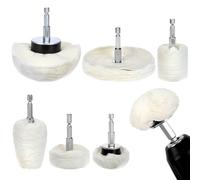 QWORK® 6 Pièces Roue de Polissage pour Perceuse, Tampons de Polissage avec Arbres de 1/4" pour Aluminium Chrome Acier Inoxydable