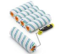 QWORK® 6 Pièces Rouleau à Peinture 23x5cm Kit, 5 Recharges Rouleaux Peinture Murale et 1 Poignée, pour Plafonds, Sols et Façade