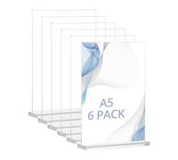 QWORK® 6 pièces supports de table acrylique, A5 présentoir de double face, supports de panneau, pour bureau, magasin, restaurant