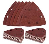 QWORK® 60 Pièces papier abrasif 93 mm 6 Trous pour Ponçage Triangulaire - Multi-grains 60/120/180/240/320/400
