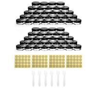 QWORK® 60 Pièces pots d'échantillons vides, petits récipients avec couvercles, avec autocollant et petite cuillère pour le stockage de maquillage, bijoux, gel, etc.