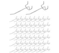 QWORK® 60X Crochet pour Panneau Perforé Mural, Acier Massif de 5 mm avec Revêtement Antirouille, pour les Garages, Remises à Outils, Ateliers(10 cm)