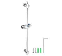 QWORK® 66 cm Barre de Douche avec Support Pommeau de Douche - Acier Inoxydable SUS 304 - Finition Brossée - Trous de Fixation Réglables