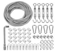 QWORK® 69 Pièces ensemble de câble en fil, 35m 2mm corde en acier inoxydable 304 avec accessoires, pour tuteur, corde à linge et projets de bricolage