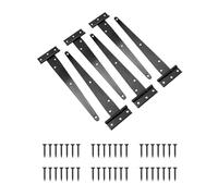 QWORK® 6Pcs Charnières en T, Charniere Porte, Charnières de Portail pour Portails en Bois, 25Cm, avec Vis, Noir