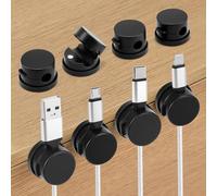 QWORK® 6PCS Organisateur de Câbles Magnétique - Rotatif à 360° - pour Bureau et Maison, Pour Câble de Chargement, HDMI, USB, Audio - Noir