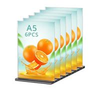 QWORK® 6PCS Présentoirs de Table en Acrylique - A5 - pour Affiches Menus Brochures Bureaux Boutiques Hôtels Restaurants Expositions Mariages
