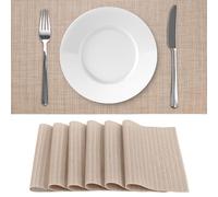 QWORK® 6PCS Sets de Table PVC Lavable, 45x30 CM Lin, Résistant à la Chaleur, Antidérapant
