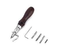 QWORK® 7 en 1 Outils de Rainurage et de Couture Réglables pour le Travail du Cuir, Outils Couture Groover Creaser pour Artisanat de Cuir